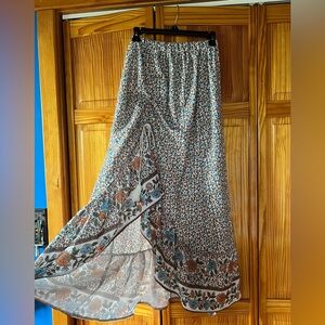 Cottagecore Boho Festival Floral Drawstring Pull Skirt Maxi Size Small BNWT